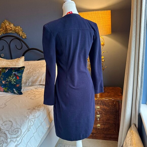Adrienne Vittadini NWT Navy w Gold Buttons Long Sleeved Dress - Picture 15 of 16